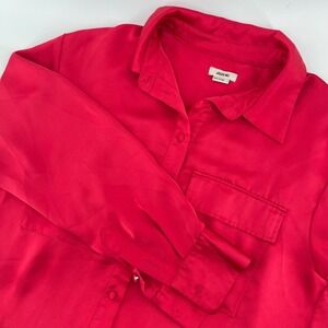 Jason Wu Red Button-Up Shirt Long Sleeve Collared Pockets Size‎ L